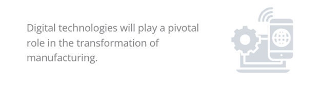 图表显示制造业中的数字技术。